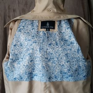 London Fog Khaki Trench Rain Coat Blue Linning SzL